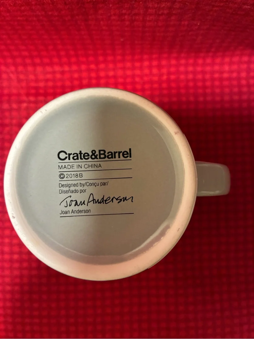 Crate & Barrel Winter Christmas Bear Small Mug by Joan Anderson 2018